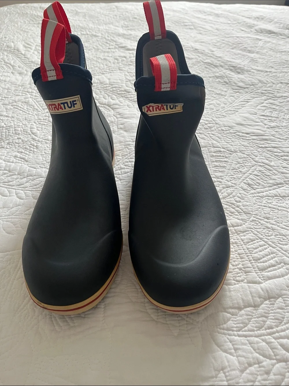 Men’s Ankle Deck Boots — Blue with Red & White Trim US size 10